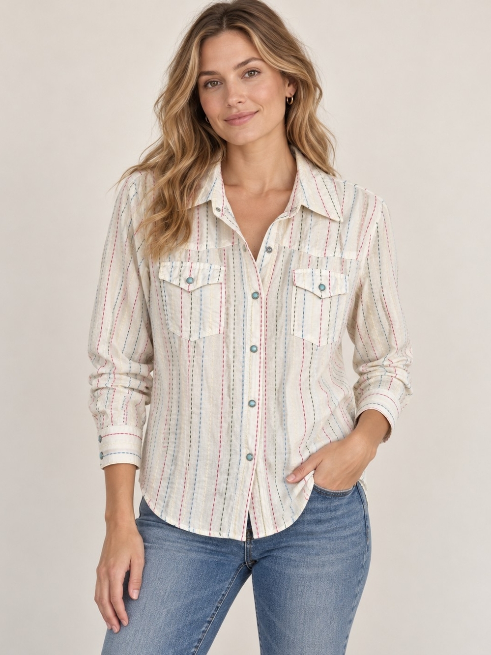 Joseph Cream Striped Button-Down Shirt
